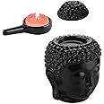 Ceramic Buddha Head Essential Oil Burner with Candle Spoon for Yoga Spa Bedroom Home Decoration, Aromatherapy Wax Melt Burners Oil Diffuser Tealight Candle Holder (Black)