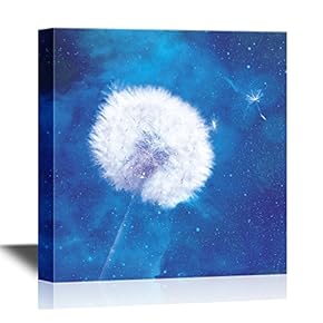 Canvas Wall Art - Dandelion on Blue Abstract Background - Gallery Wrap Modern Home Art | Ready to Hang - 12x12 inches