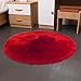 Eanpet Faux Sheepskin Chair Pad Round Cover Seat Cushion Pad Soft Fluffy Area Rug for Area Rugs for Chair Seat Pad Couch Pad Area Natural Rugs Red 1.5x1.5FT