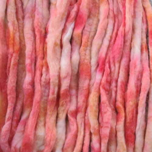 Wool Roving Craft Fiber. Hand Dyed Soft BFL Wool Top. Pre-drafted for easy Hand Spinning, Needle Felting, Wet Felting, Weaving, Embellishments and Felted Soap. 1 Ounce, Salmon