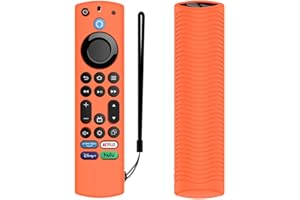 FIIMAN Amazon FireTV Remote Case, Silicone Cover for Omni Series and 4-Series, Lightweight, Anti-Slip, Shockproof, Orange, Includes Lanyard