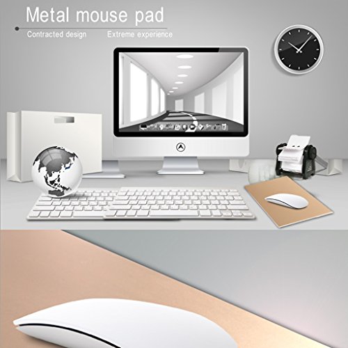 Mouse Pad, Qcute 9.18" 6.11" Gaming Aluminum Mouse Pad W Non-Slip Rubber Base & Micro Sand Blasting Aluminium Surface for Fast and Accurate Control(Gold) - Thumbnail 2