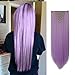 8Pcs 18 Clips 17-26 Inch Curly Straight Full Head Clip in on Hair Extensions Women Lady Hairpiece, Light Purple, 26 inch,Light Purple,26 Inch-Straight