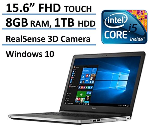 2016 Newest Dell Inspiron 15 5000 FHD Touchscreen Flagship Laptop, RealSense 3D Camera, Intel Core i5-6200U, Full HD 1920 x 1080 Touch Display, 8GB Ram, 1TB HDD, DVD, Backlit Keyboard, Windows 10