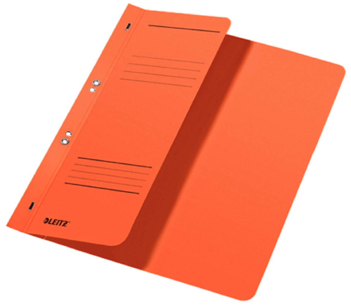 Esselte Leitz Hole Punched Folders 1/2 Front Cover-A4–Manila Cardboard Orange