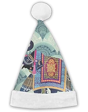 Christmas Hat Bright Color Flower Elephant 3D Graphic Printed Santa Cap For Adults And Children