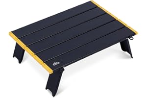 iClimb Ultralight Compact Mini Beach Picnic Folding Alu. Table with Carry Bag, Two Size (Black - S)