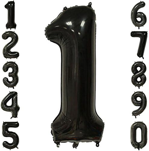 40 Inch Giant Number Balloons Black Mylar Foil Large Number 1 Big Helium Balloon Birthday Party Decoration