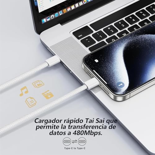 Rantuia 2pcs Cargador Tipo C de 30W, Cargador iPhone Original con Cable Trenzado de 1,5 M Carga Ultrarrápida, para iPhone 15/15pro/15 Pro MAX 16/16pro/16 Pro MAX Original.