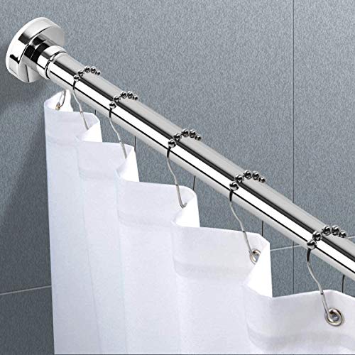 Vailge Tension Shower Curtain Rod with 12 Curtain Rings 4884 Inches