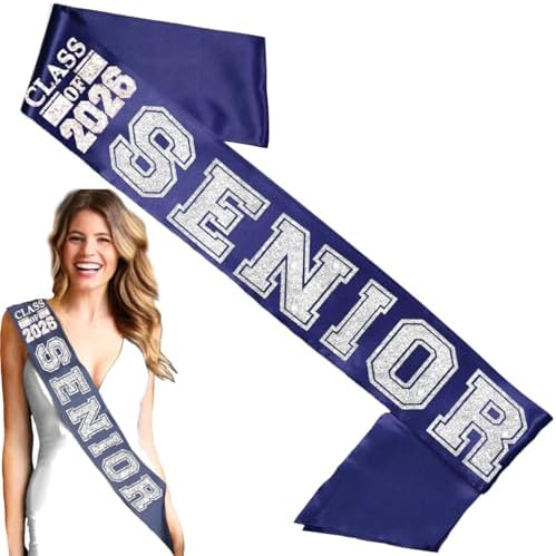 RhinestoneSash Senior 2025 Schärpe – Premium Satin, Glitzer-Schrift, Für High School & College Abschluss