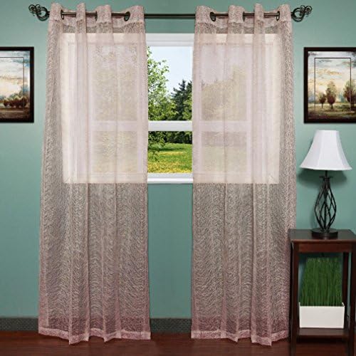 Fancy Lorena Shimmering Sheer Embroidered 54"x 84" Grommet Window Panel - Single