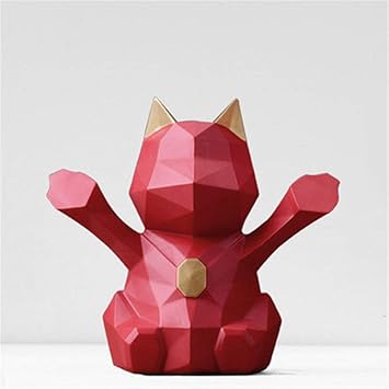Amazon Co Jp 彫刻小像お金猫像折り紙樹脂動物置物 小 赤 ヨーロッパの家具の記事オフィスのリビングルームの装飾のためのアートワーク スポーツ アウトドア
