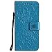 SMYTU Galaxy S8 Plus Wallet Case, Premium Emboss Sunflower Flip Wallet Shell PU Leather Magnetic Cover Skin with Wrist Strap Case for Samsung Galaxy S8 Plus 6.2“(Blue)