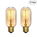 Edison Light Bulb, Elfeland 40W Vintage Antique Light Bulbs Dimmable T45 E26/E27 Tubular Style Bulb for Home Light Fixtures Decorative(2 Pack)