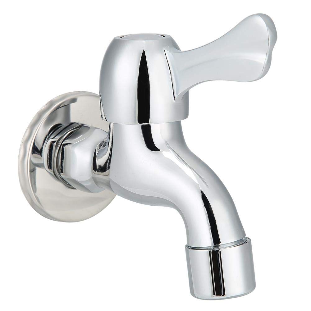 Cikonielf Water Faucet, Copper Single Cold Faucet Quick Open Small Water Tap for Washing Machine Mop Pool Basin G1/2In