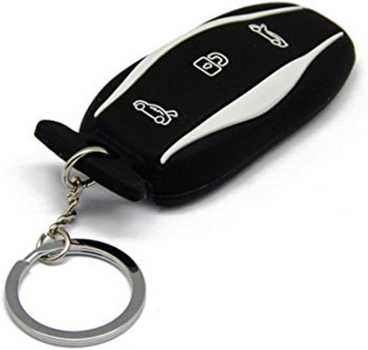 TeslaWorld Silicone Rubber Car Keychain Key Fob Case Remote Keyless Entry Holder (Model S Black)
