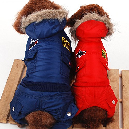 smalllee_lucky_store Pet Cat Dog Clothes US Air Force Pilot Fleece Lining Coat Jumpsuit Small Dog Costumes