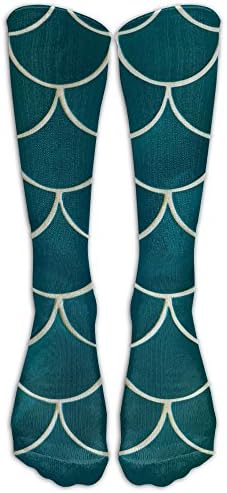 Fish Scale Green Knee High Socks Long Sports Tube Stockings For Men&amp;Women All Sport Holiday