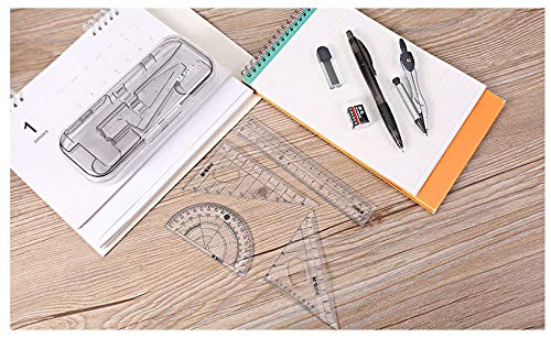 Holoras 8Pcs Math Geometry Tools Set for Students Drawing and Drafting, Includes Rulers, Protractor, Compass, Pencil, Pencil Lead Refills and Eraser