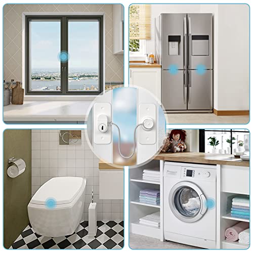 AOSITE Window Lock Children No Drilling for Window Protection Fridge Cabinet Doors Pack of 2 Window Lock Only Tilt Window Protection Children Self-Adhesive or Screws Safety Lock Pet Childproof
