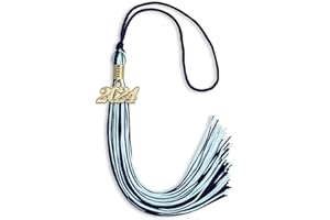 Endea Graduation Mixed Double Color Tassel with Gold Date Drop (Navy Blue/Light Blue, 2024)