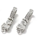 Gelirda 10Pcs Brass Cubic Zirconia Fold Over Clasps Extension Connector Jewelry Clasp for Jewelry Making Bracelets Necklace Crafts