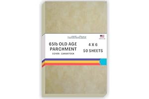 THUNDERBOLT PAPER 50 Old Age Parchment 65lb Cover Paper Sheets 4 X 6 Inches Cardstock Weight Colored Sheets 4" X 6" (4X6 Inches) Photo|Card|Frame Size - Printable Parchment Semblance by The Pulp Process