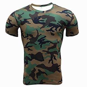 Alamor Heren Camouflage Training Fitness Tees Tops Sneldrogende Elastische Compressie Strakke Sport T-shirt-Camo-L