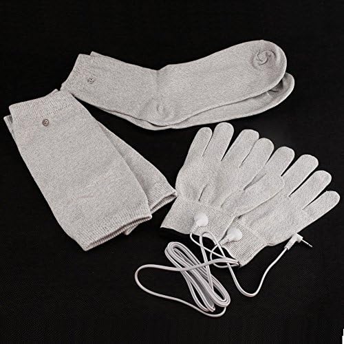 GoNear Conductive Electrode Massage Gloves + Socks + Kneepads use with TENS EMS Machine,