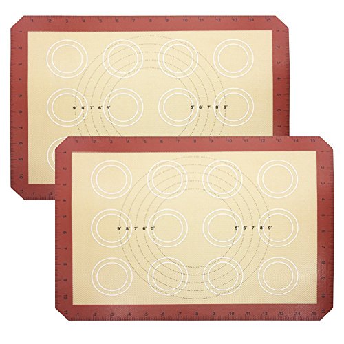 Click Here to See More Images Non-Stick Silicone Baking Sheet Mat - Set of 2 Large Cookie Baking Mats with Measurements Best for Microwave Toaster Oven Tray/pan