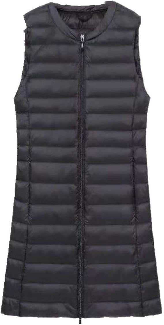 Women's Long Vest Ultra Light Down Vests Women Female Down Coat Long Slim Sleeveless Twoway