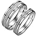 Flongo His and Hers 6mm 4mm Wide Matte Finished Sparkle Stainless Steel Engagement Wedding Band Rings