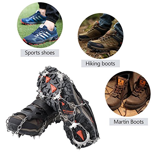 AUHIKE Traction Cleats,Ice Snow Grips Crampons for Footwear with 18 Stainless Steel Spikes for Walking, Jogging, Climbing,Wet Grass, Hiking on Snow and Ice (S) - Thumbnail 5