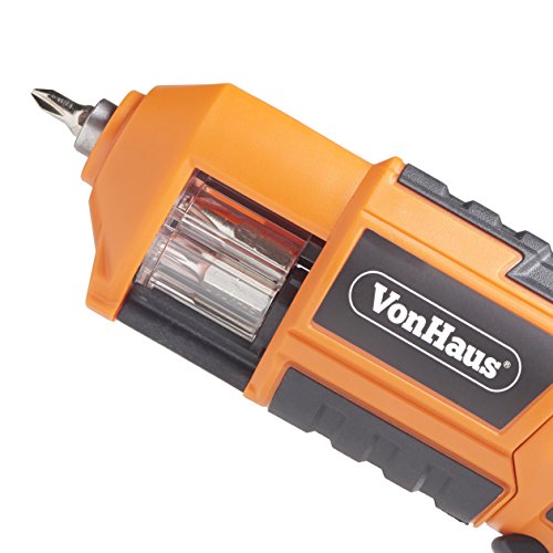 VonHaus-6-in-1-USB-Charging-Cordless-Electric-Screwdriver-36V-Li-Ion-with-6pc-Bit-Set-Quick-Change-Bit-Storage-Revolver-Magazine-Belt-Holster