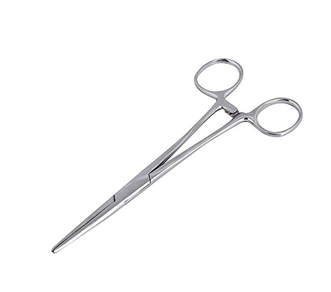 WUWYOUWL Hemostat Forceps, Stainless Steel Dog Cat Pet Scissors Ear Hair Clamp Fishing Scissors Tools (12.5cm Straight)