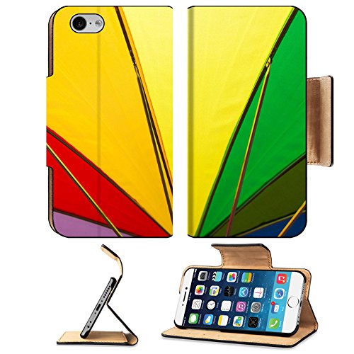 Luxlady Premium Apple iPhone 6 iPhone 6S Flip Pu Leather Wallet Case IMAGE ID: 33726885 underside of a rainbow umbrella abstract colorful background
