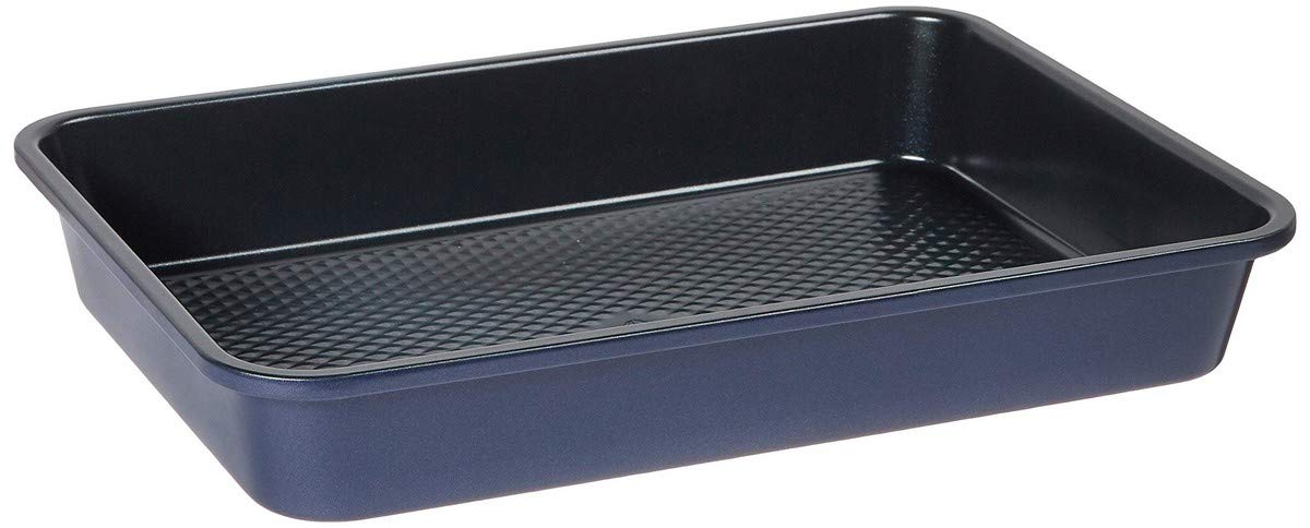 Blue Diamond Bakeware Diamond Infused Ceramic Nonstick, 33cm x 23cm Rectangular Cake Baking Pan, Tin, PFAS-Free, Oven Safe up to 220°C, Easy Release, Freezer Safe, Blue
