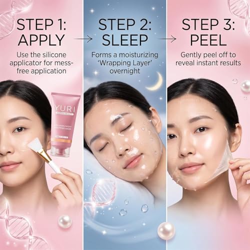 Yuri Collagen Night Wrapping Mask, Yuri Korean Beauty, Korean Beauty Collagen Night Wrapping Mask, Easy Peel off Facial Mask Skin Care Night Mask, Hydrating Firming Sleeping Mask (1pcs)