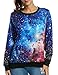 ACEVOG Women's Long Sleeve Pullover Hooded Cute 3D Galaxy Printing Sweatshirts Casual Loose Hoodie Tunic Top