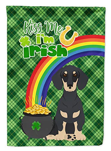 Caroline's Treasures WDK4814GF Black and Cream Dachshund St. Patrick's Day Gard…