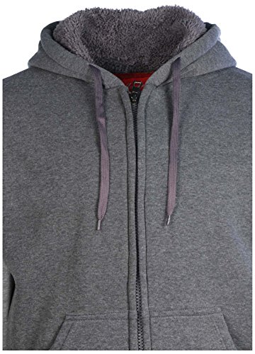 Maximos Men's Sherpa Lined Varsity Full Zip Hooded Jacket-Charcoal/Heather Gray-3XL
