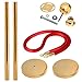 Yaheetech 6pcs Stainless Steel Stanchion Posts - 6.6FT Extended Red Velvet Rope Retractable Barriers Ropes Safety Barriers Set with Stable Base for Party Supplies Theater Hotels Clubs Museums, Gold