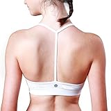 Women's Light Support Cross Back Wirefree Pad Yoga Sports Bra Queenie Ke Size M Color White Pro