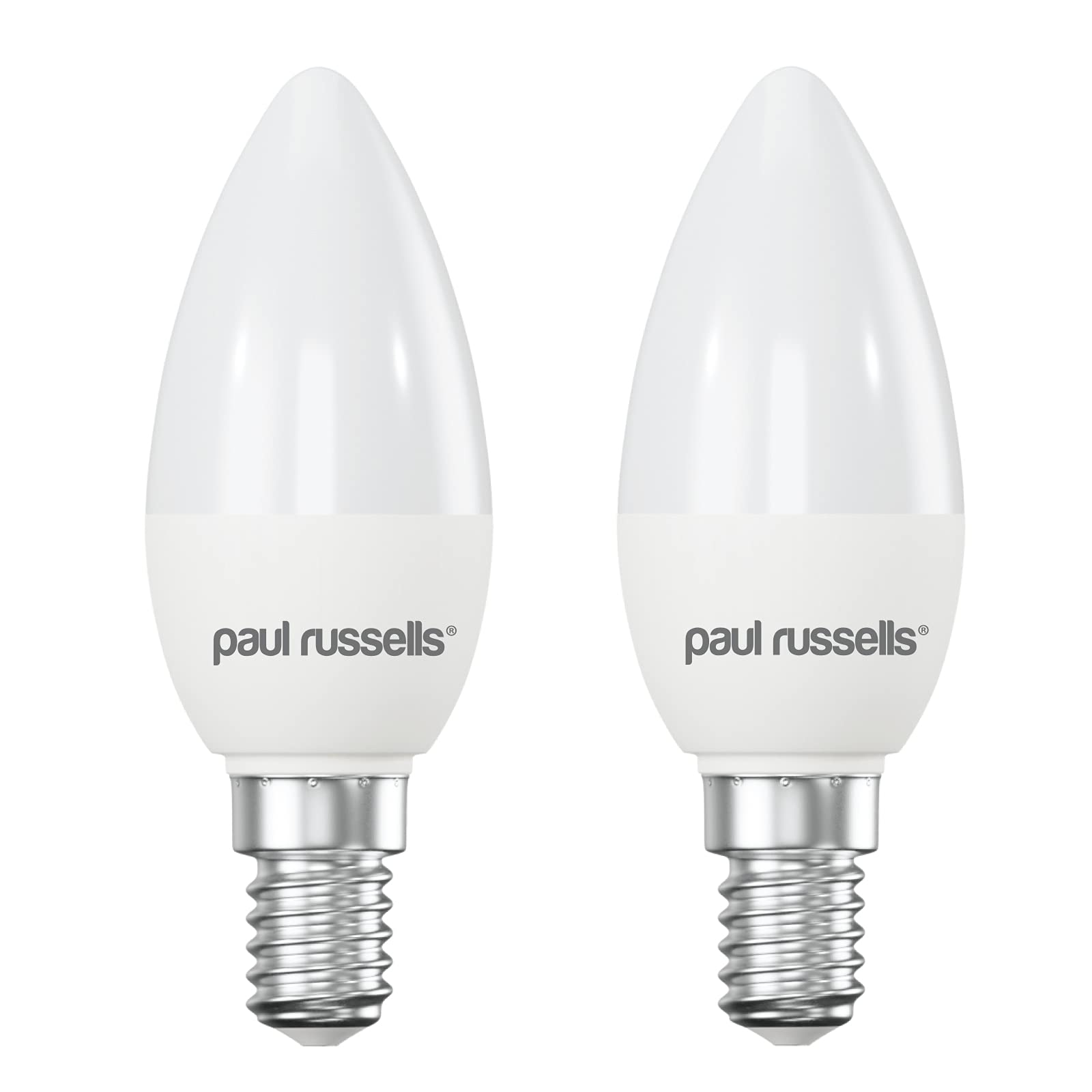 paul russells LED Light Small Edison Screw E14, 60watt Equivalent, 6.5W 806LM LED Bulbs, 4000K Natural Cool White, Frosted C35 SES Candle Energy Saving Non-Dimmable Chandelier Lightbulbs, 2 Pack