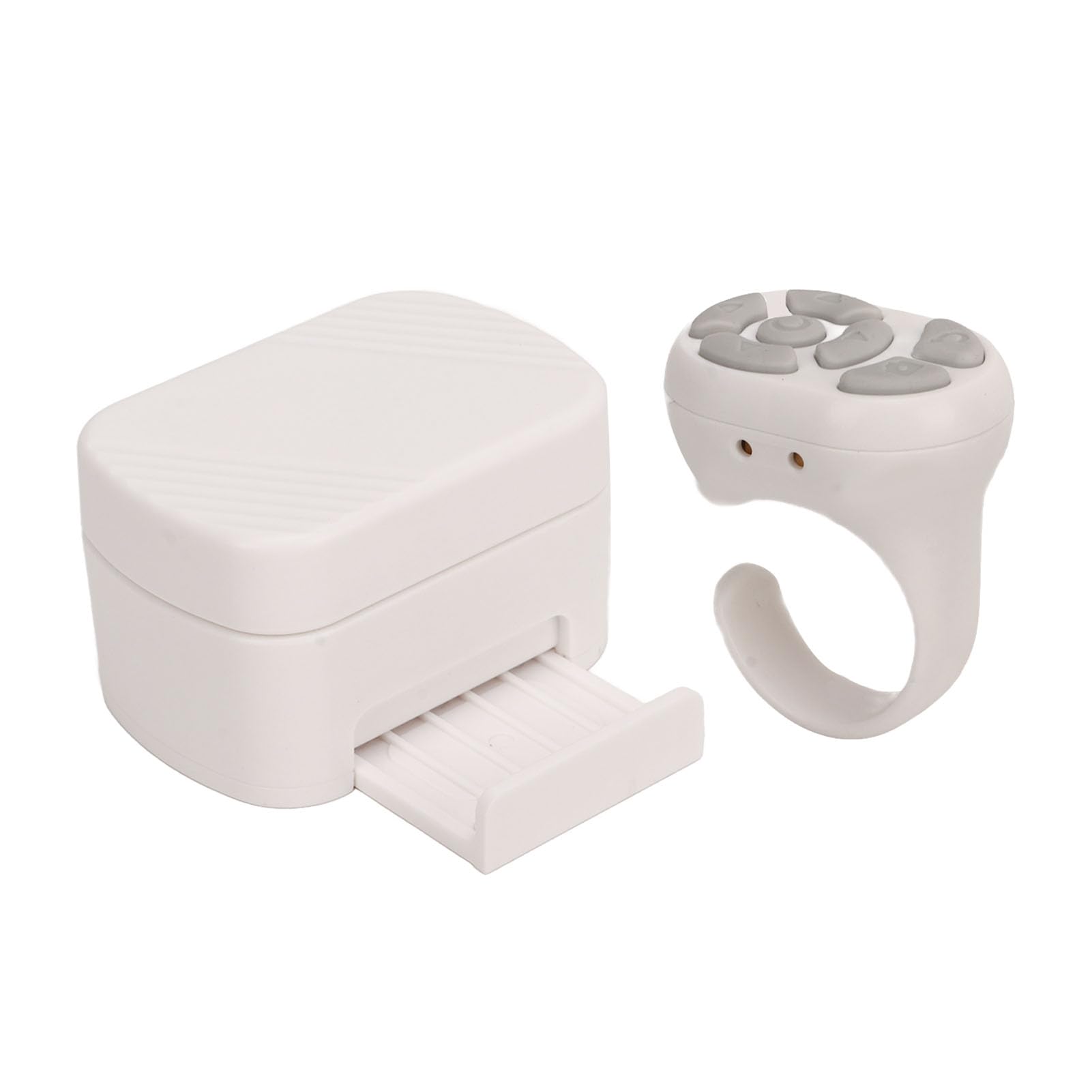 Bluetooth Remote Control for TIKTok, for Kindle App Page Turner, Video Scrolling Ring, Selfie Button Camera Shutter Video Recording Remote and Phone Holder for IOS, for Android (White)