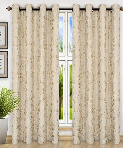 Simple Comfort Meadow Textured Open Floral Pattern (Grommet Top Panel, 50 x 84, Linen)