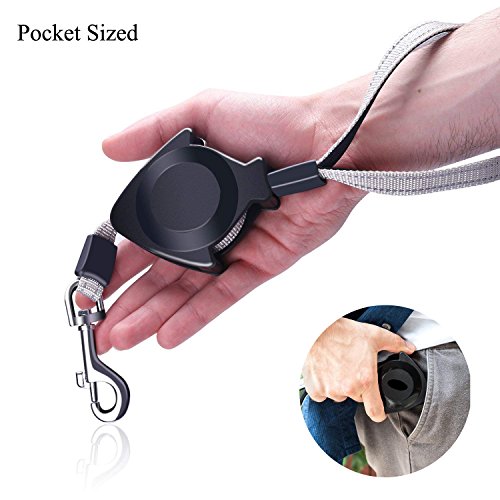 DELE Retractable Pet Leash, 4.7ft/1.4m Pet Walking Leash for Small/Medium/Big up to 88lbs,2nd Generation,Strong Belt,Tangle Free,Double Direction Extension, Pocket Sized,Portable,Durab (Black)