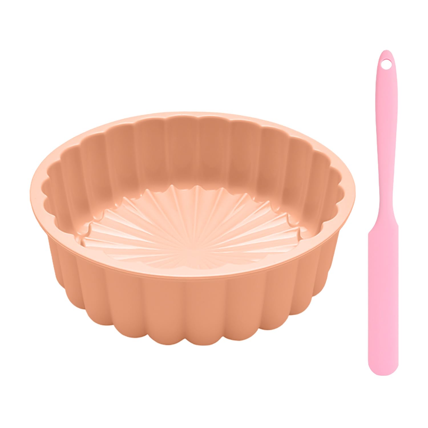 USHXVG 1 Cake Pan, 1 Long Spatula, Silicone and Fluted Cake Molds