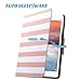 ULAK iPad Air Case, Multi-Angle Rotating Stand Protective Case Cover for Apple iPad Air (2013 Release) with Automatic Wake/Sleep Function (Rose Gold/White Stripes)